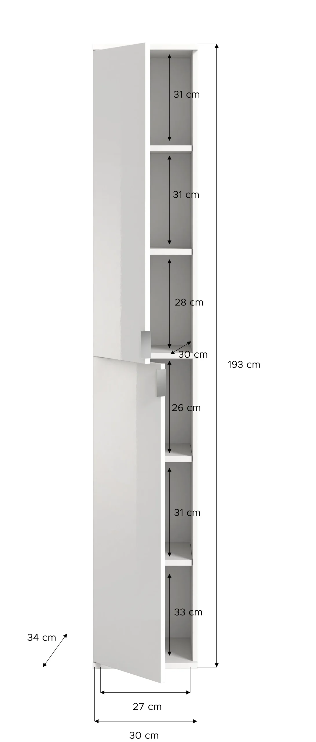 Kleiderschrank Kombination Projekt X Emob - Weiß Artisan Oak - 152x193x34 cm
