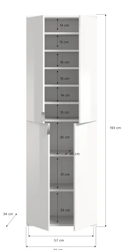 Kleiderschrank Kombination Projekt X Emob - Weiß Artisan Oak - 152x193x34 cm