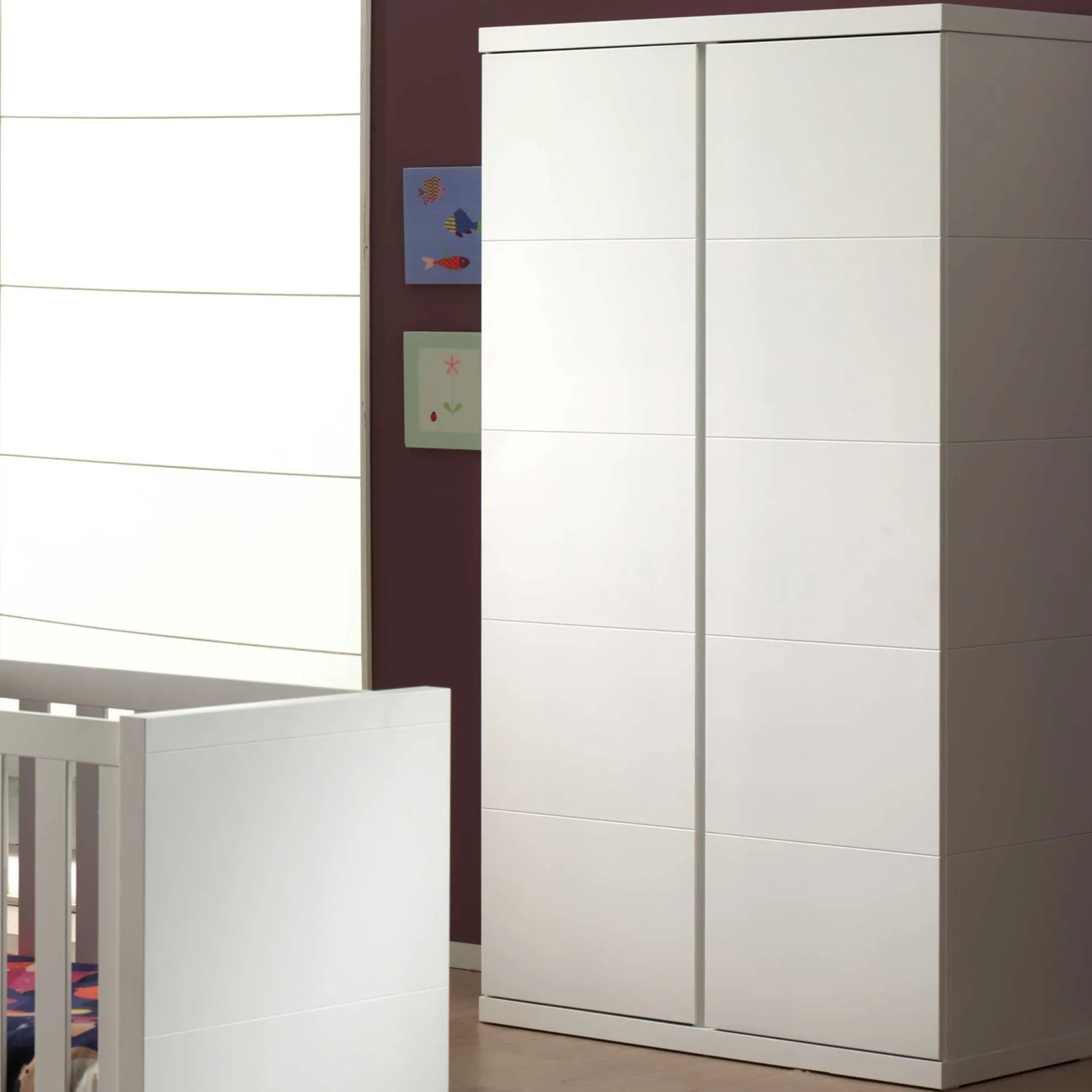 Kleiderschrank Lara 2 grifflose Türen - weiß