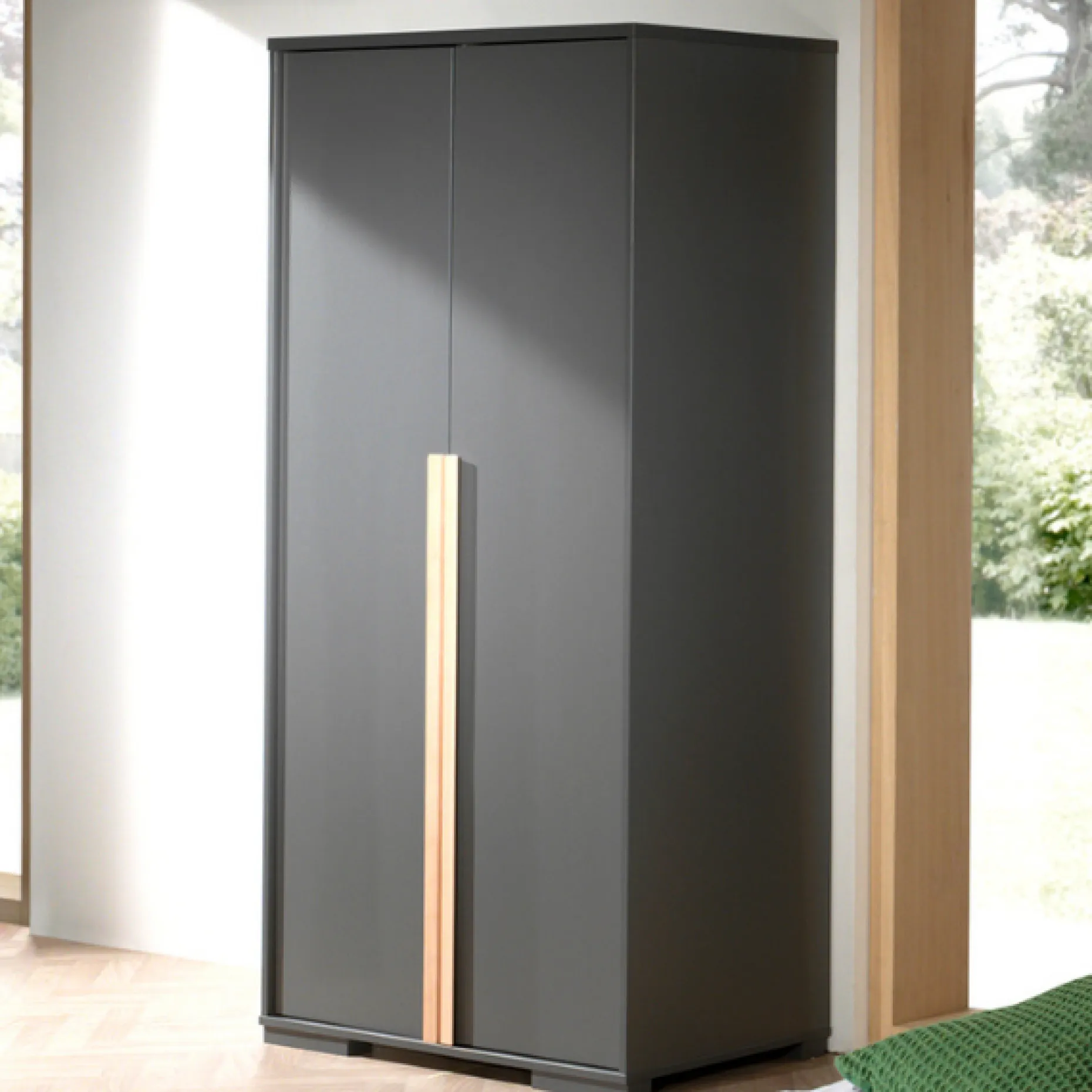 Kleiderschrank London 98cm mit 2 Türen - anthrazit