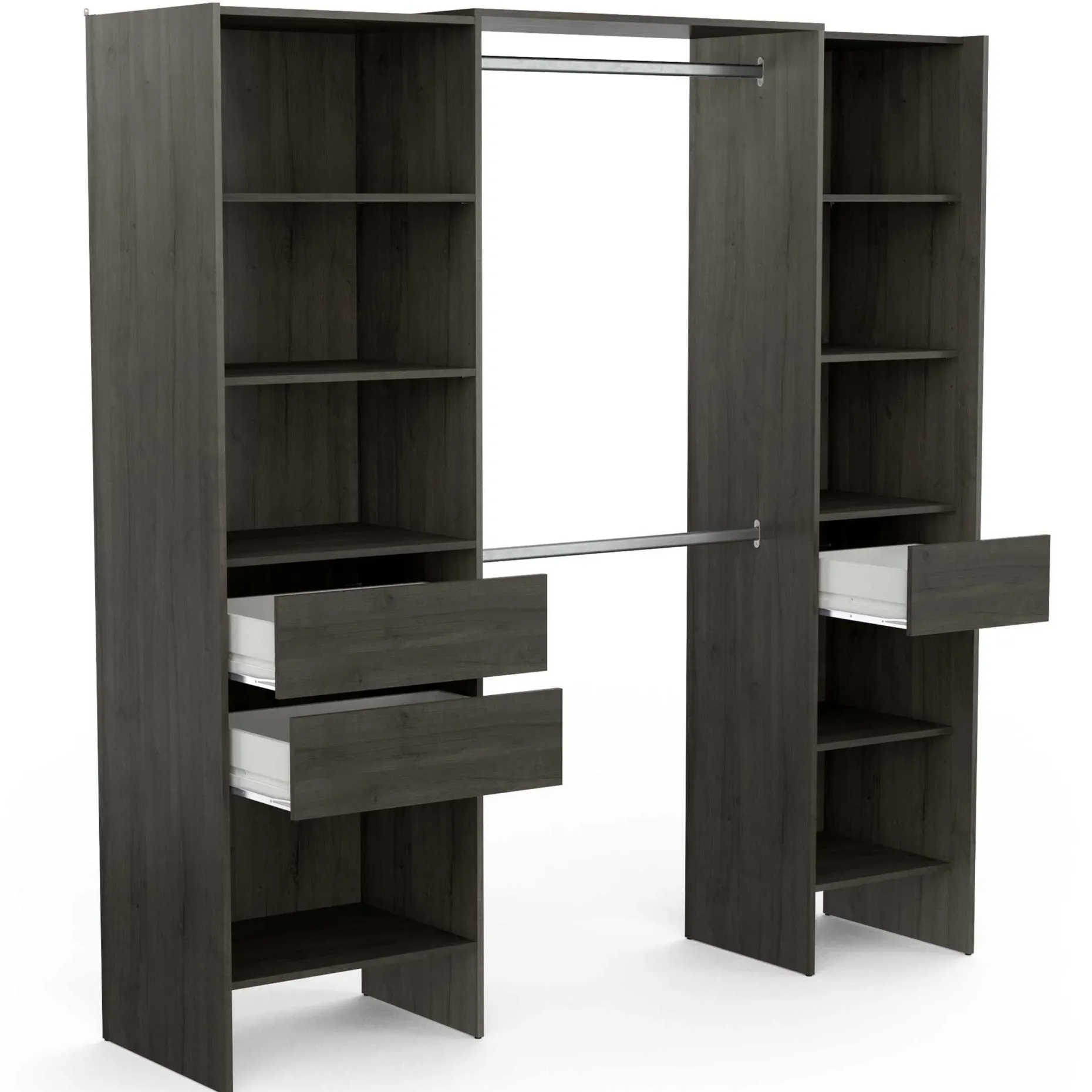 Kleiderschrank Mimi 7 Einlegeböden, 3 Schubladen und 2 Kleiderstangen-Waterford Eiche