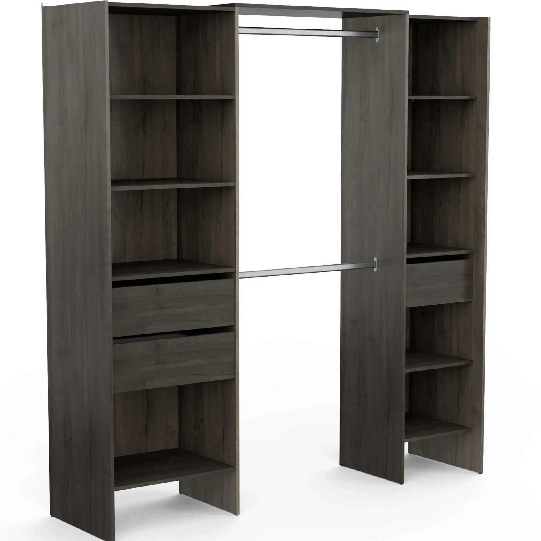 Kleiderschrank Mimi 7 Einlegeböden, 3 Schubladen und 2 Kleiderstangen-Waterford Eiche