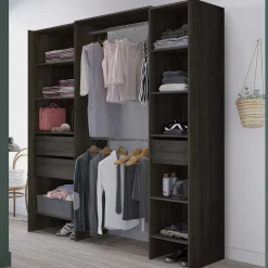Kleiderschrank Mimi 7 Einlegeböden, 3 Schubladen und 2 Kleiderstangen-Waterford Eiche