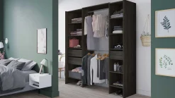 Kleiderschrank Mimi 7 Einlegeböden, 3 Schubladen und 2 Kleiderstangen-Waterford Eiche