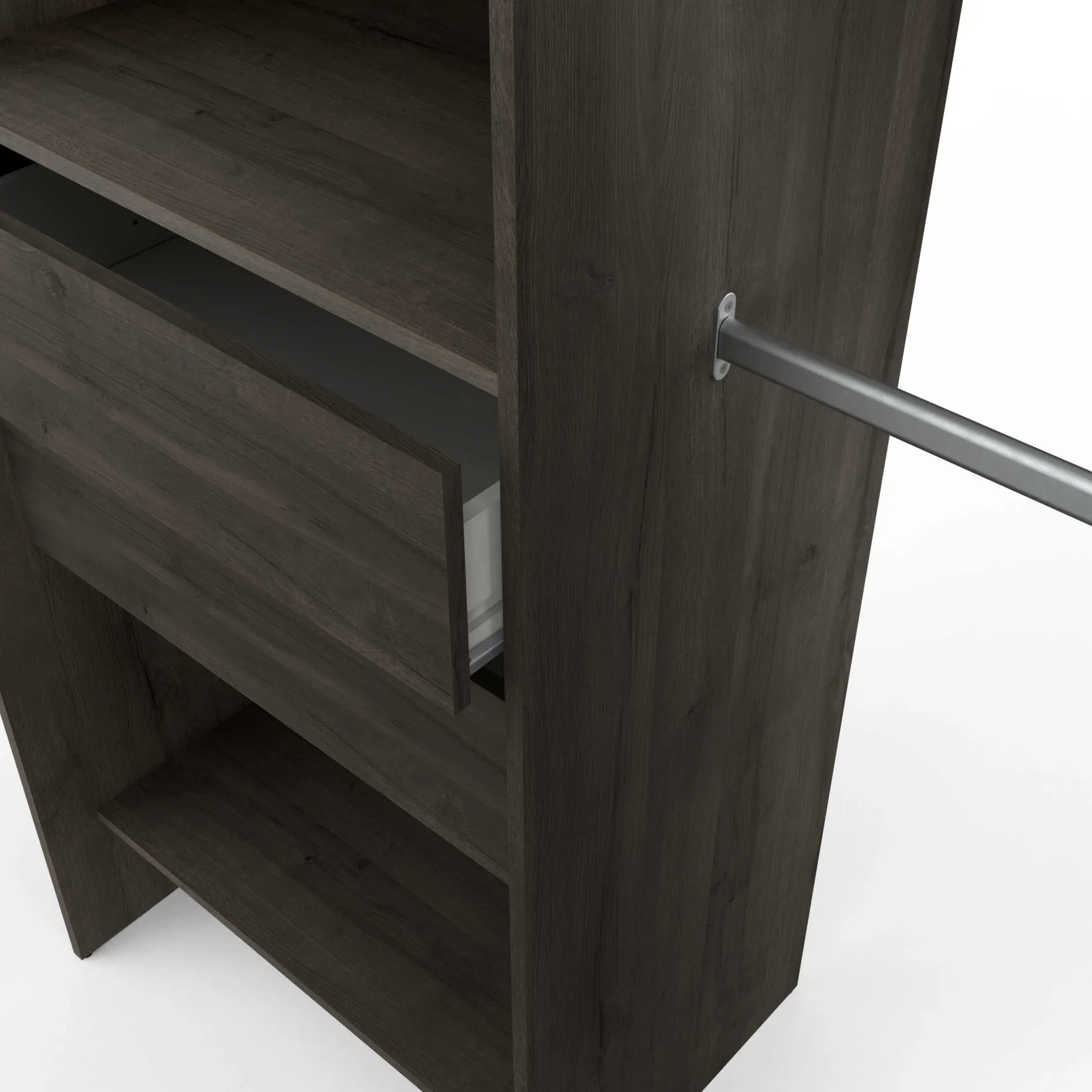 Kleiderschrank Mimi 7 Einlegeböden, 3 Schubladen und 2 Kleiderstangen-Waterford Eiche