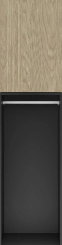 Kleiderschrank Nael - 50x60x200cm - 1 Tür und 1 Kleiderstange - Eiche Dekor/schwarz