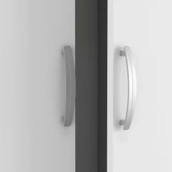 Kleiderschrank Noni-3 Flügeltüren, 1 Kleiderstange und 3 Einlegeböden-Shannon Eiche/Mattweiß