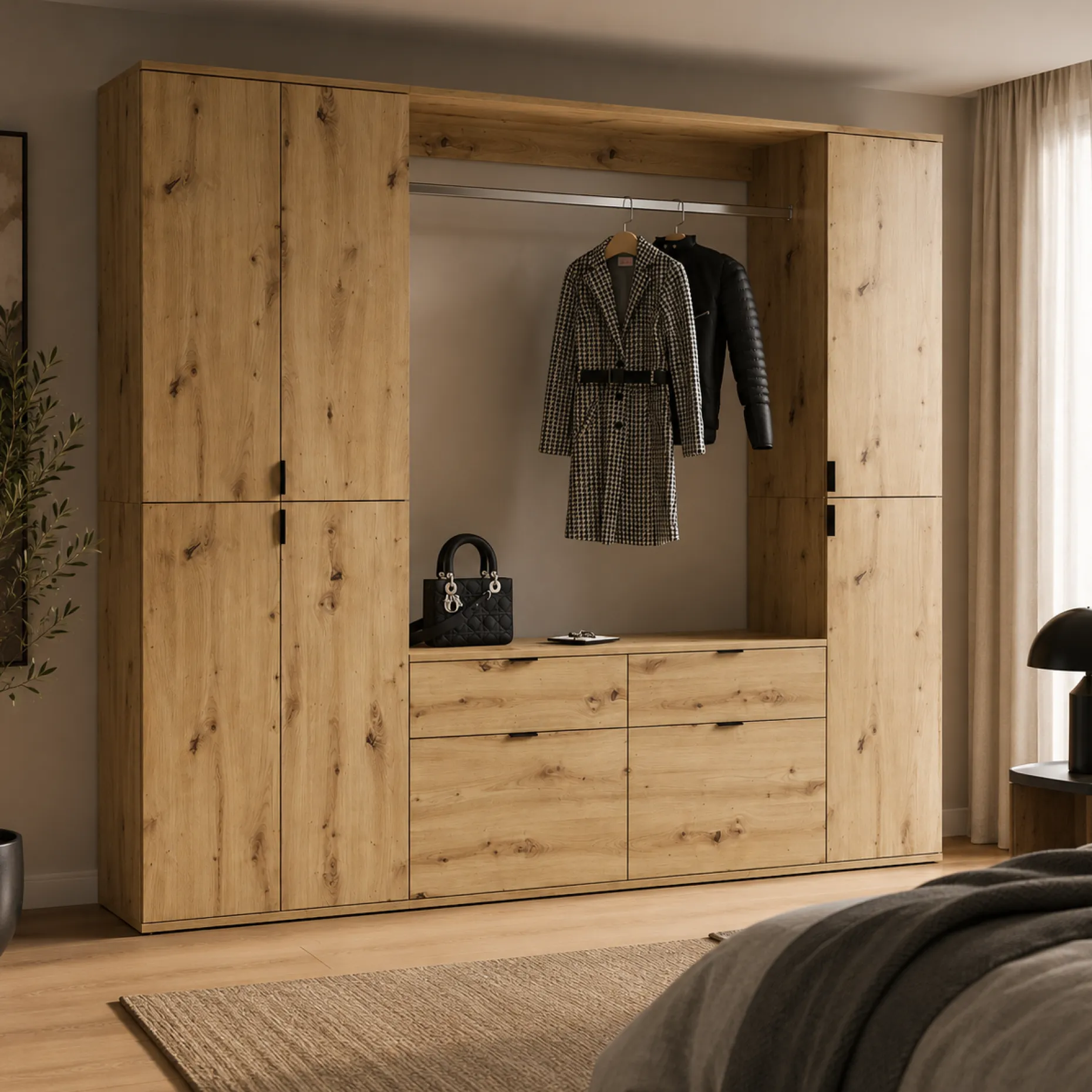 Kleiderschrank Projekt X Emob - Artisan Eiche - 212x193x34 cm