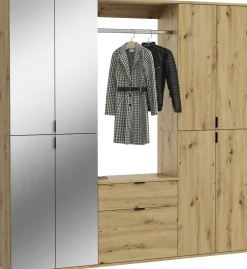 Kleiderschrank Projekt X Emob - Artisan Oak - 183x193x34 cm - Spiegel