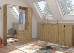 Kleiderschrank Projekt X Emob - Artisan Oak - 152x193x34 cm - Spiegel