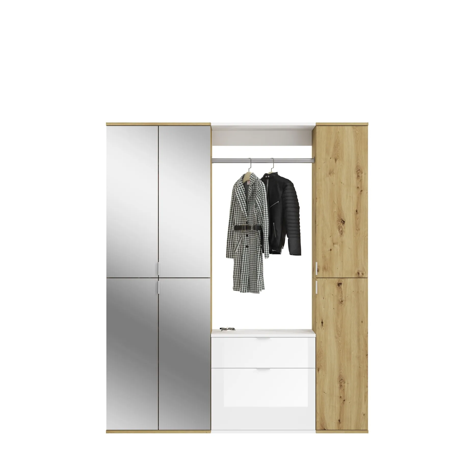 Kleiderschrank Projekt X Emob Artisan Eiche Weiß 152x193x34 cm