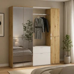Kleiderschrank Projekt X Emob Artisan Eiche Weiß 152x193x34 cm