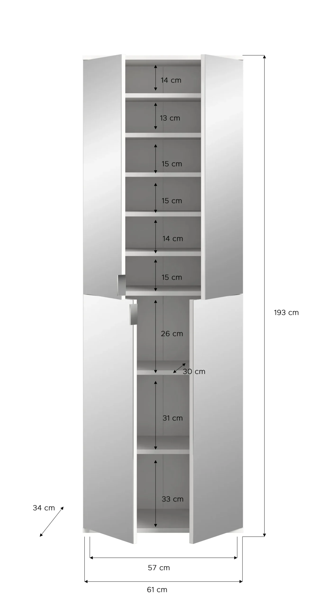 Kleiderschrank Projekt X Emob Artisan Eiche Weiß 152x193x34 cm