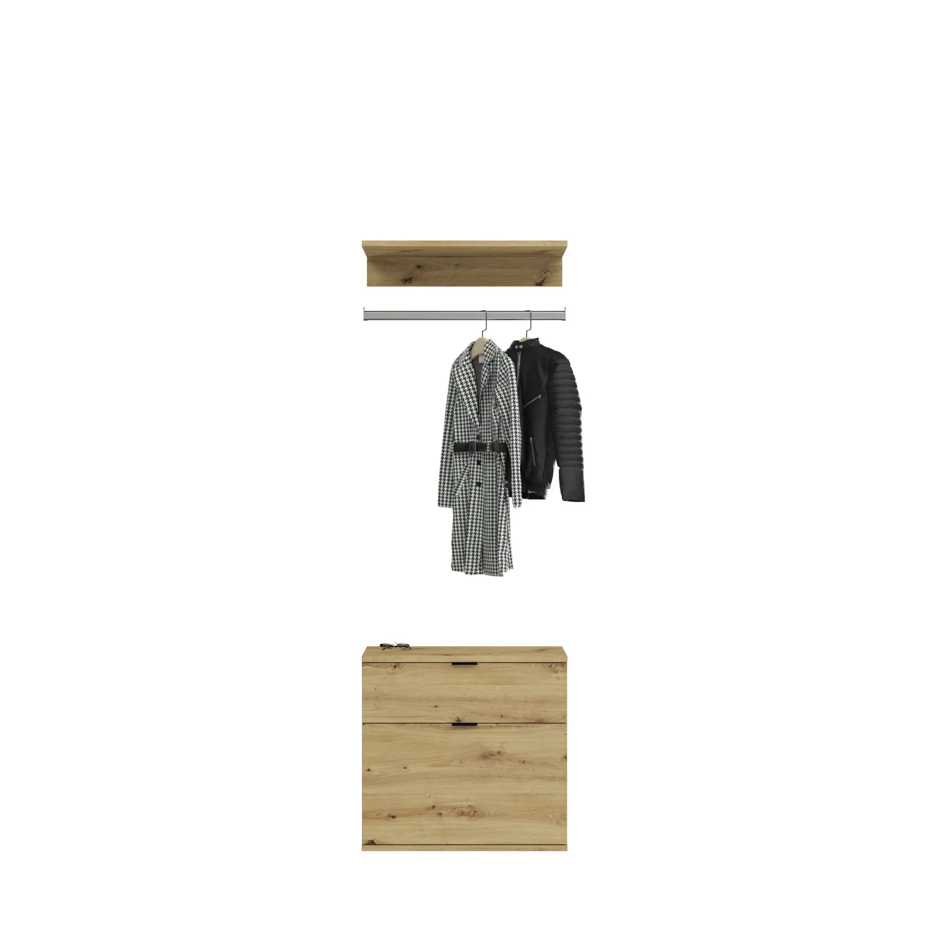 Kleiderschrank Projekt X Emob - Artisan Eiche - 213x193x34 cm - Natur