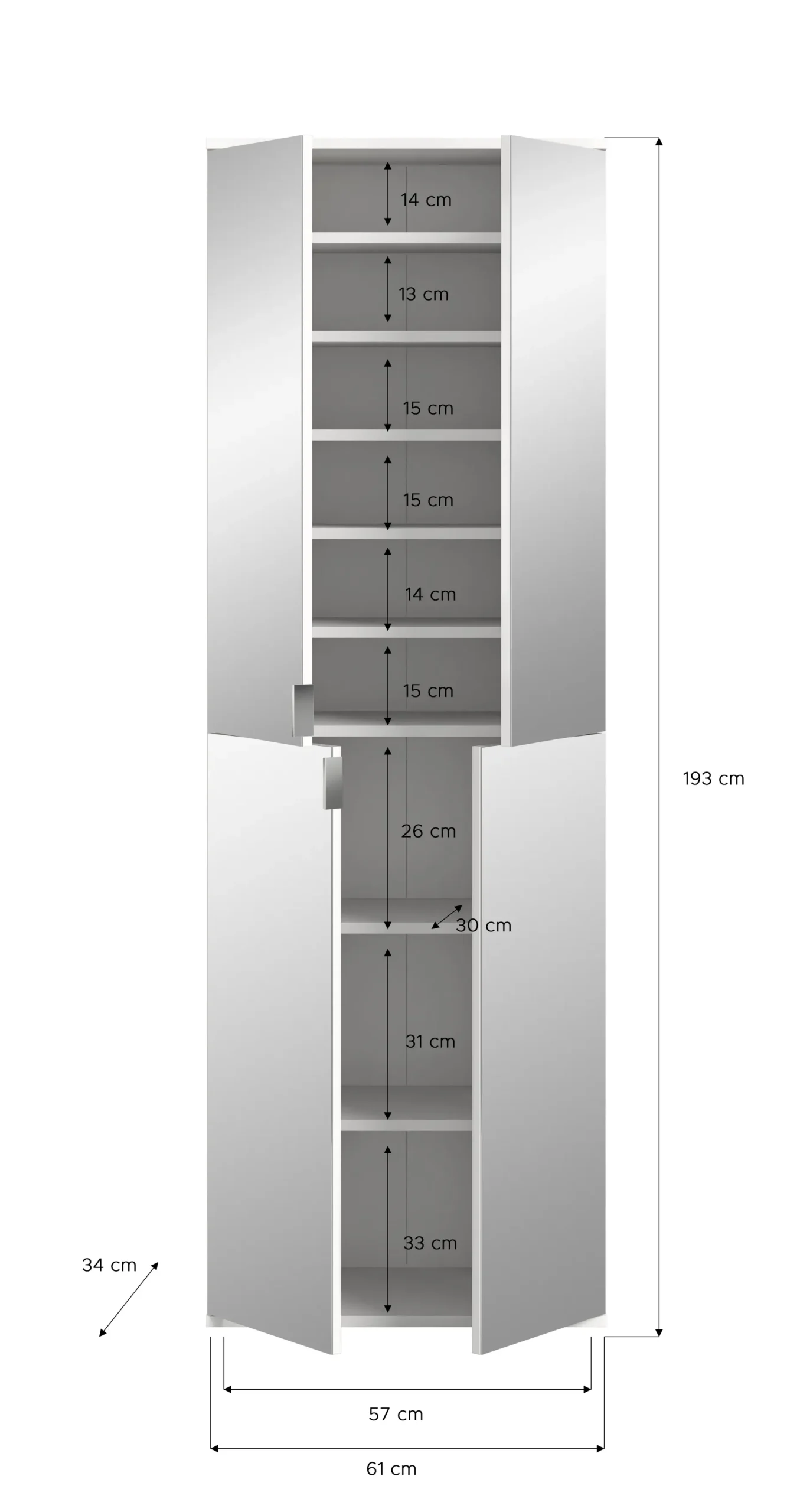 Kleiderschrank Projekt X Emob - Artisan Oak, Weiß, 273x193x34 cm