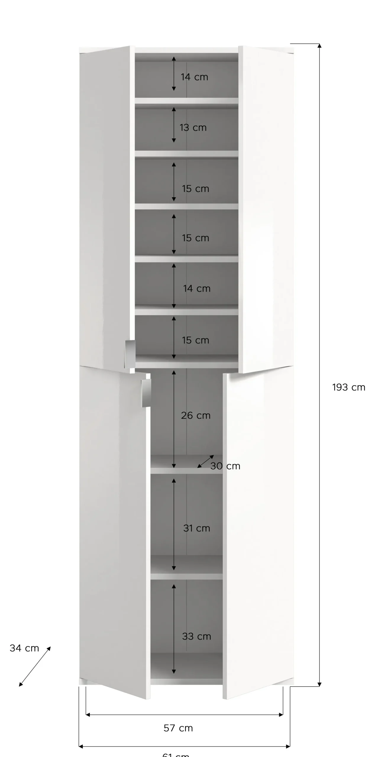 Kleiderschrank Projekt X Emob - Artisan Oak, Weiß, 273x193x34 cm