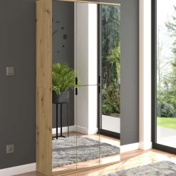 Kleiderschrank Projekt X Emob - Artisan Oak - 91x193x34 cm - Spiegeltüren