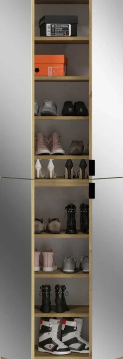 Kleiderschrank Projekt X Emob - Artisan Oak - 91x193x34 cm - Spiegeltüren