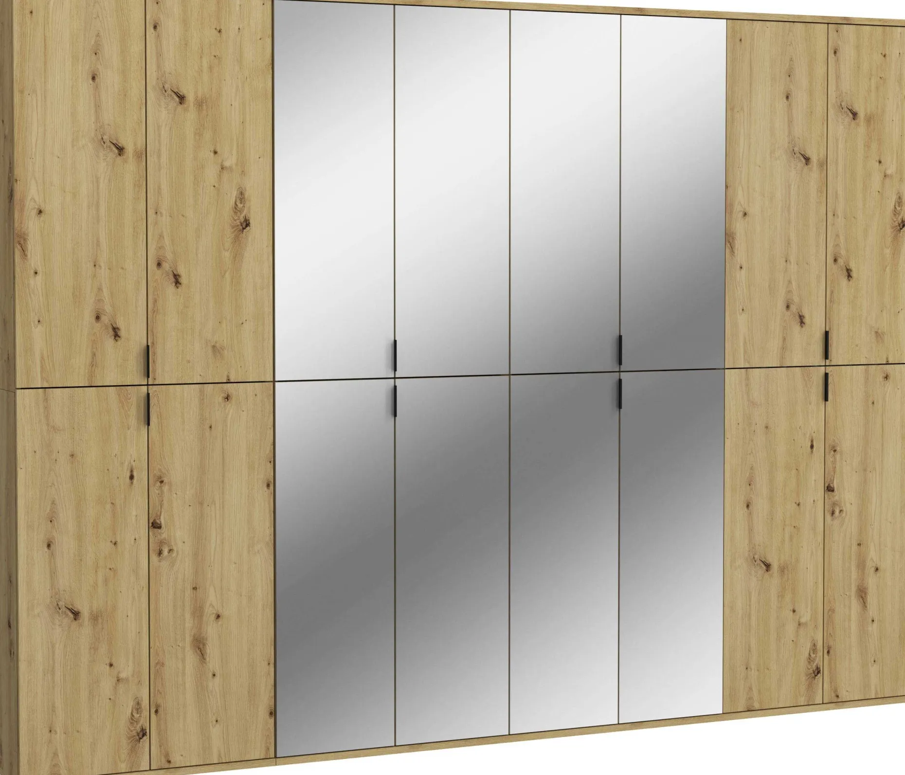 Kleiderschrank Projekt X Emob – Artisan Oak – 244x193x34 cm – mit Spiegel
