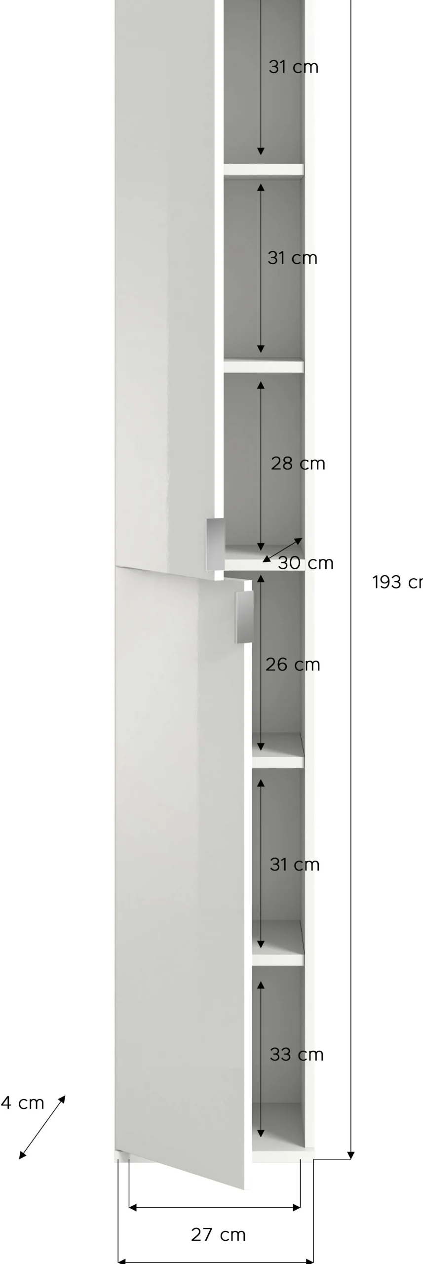 Kleiderschrank Projekt X Emob - Artisan Eiche - 121x193x34 cm - Spiegel