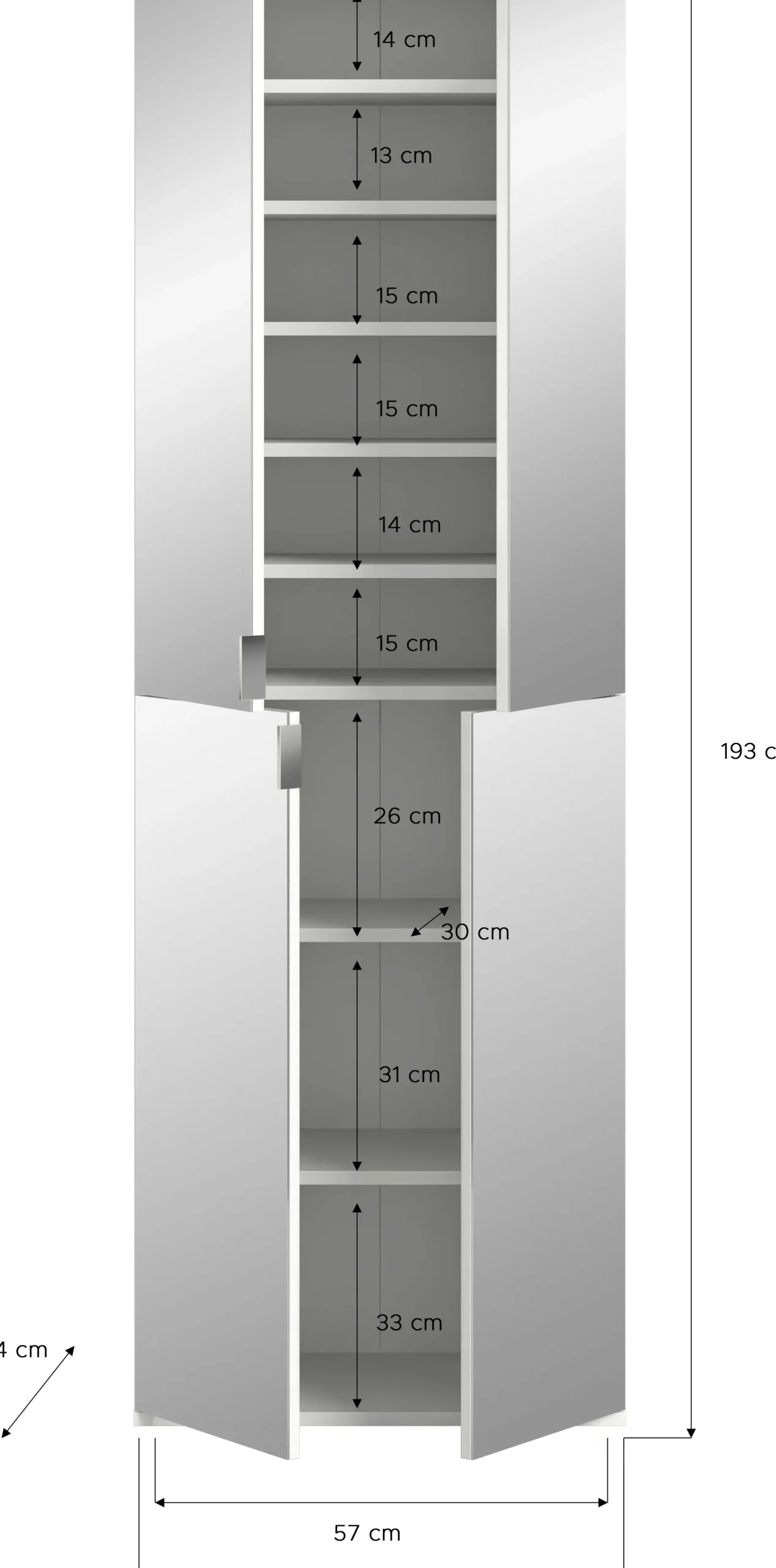 Kleiderschrank Projekt X Emob - Artisan Eiche Spiegel - 122x193x34 cm