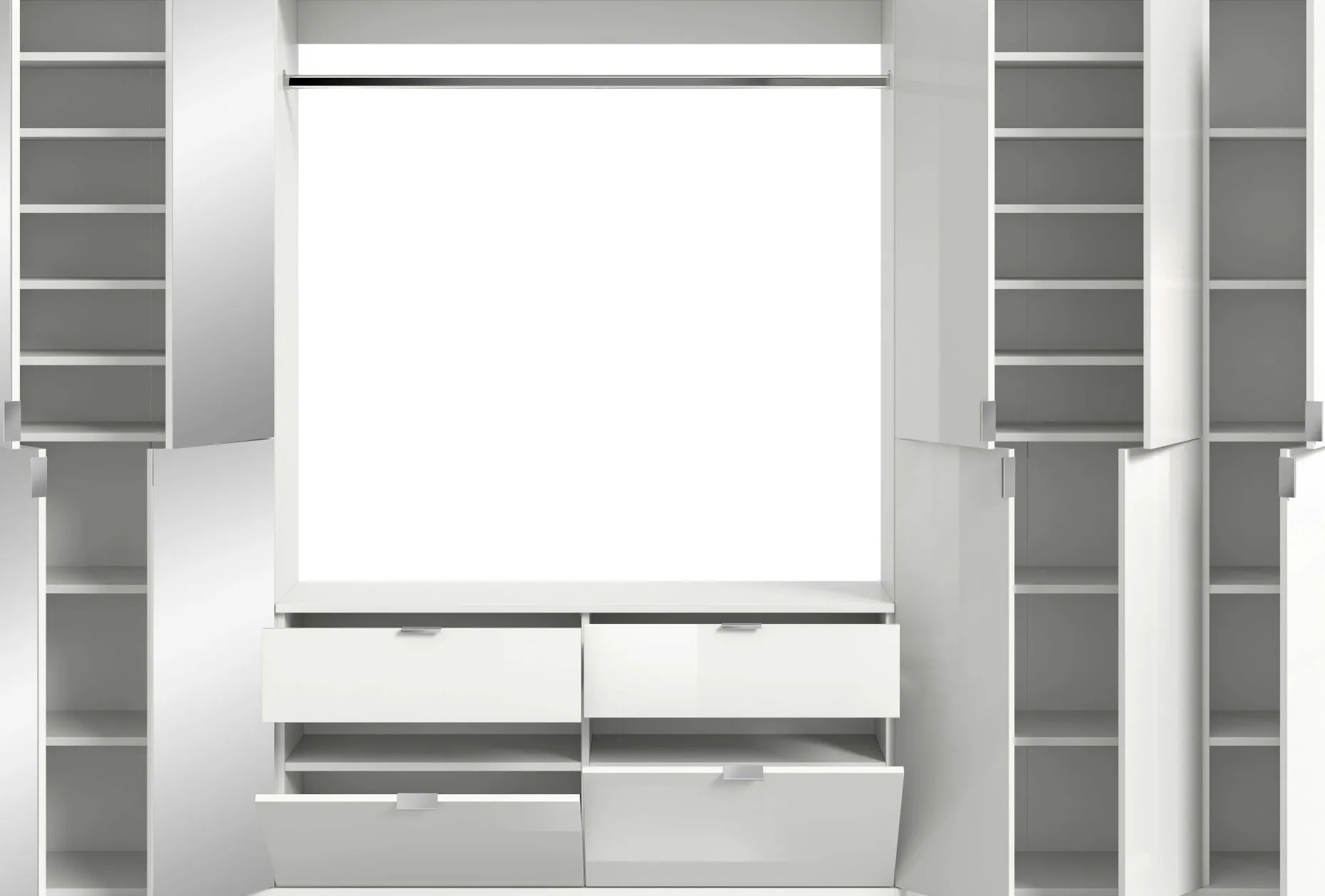 Kleiderschrank Projekt X Xonox - Weiß Hochglanz - 273x193x34 cm
