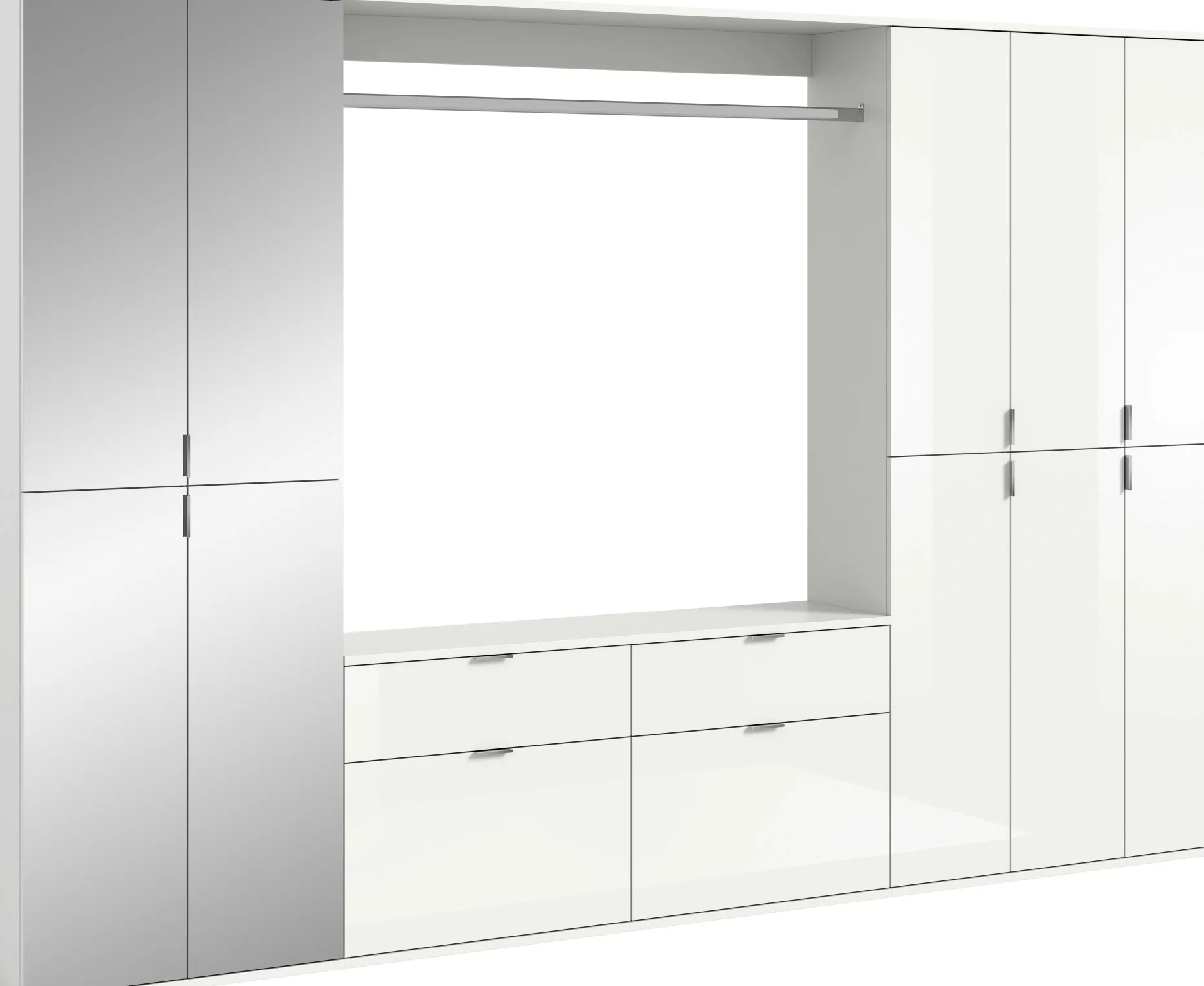 Kleiderschrank Projekt X Xonox - Weiß Hochglanz - 273x193x34 cm