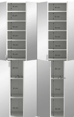 Kleiderschrank Projekt X Xonox – Weiß Laminat & Spiegeltüren – 122x193x34 cm