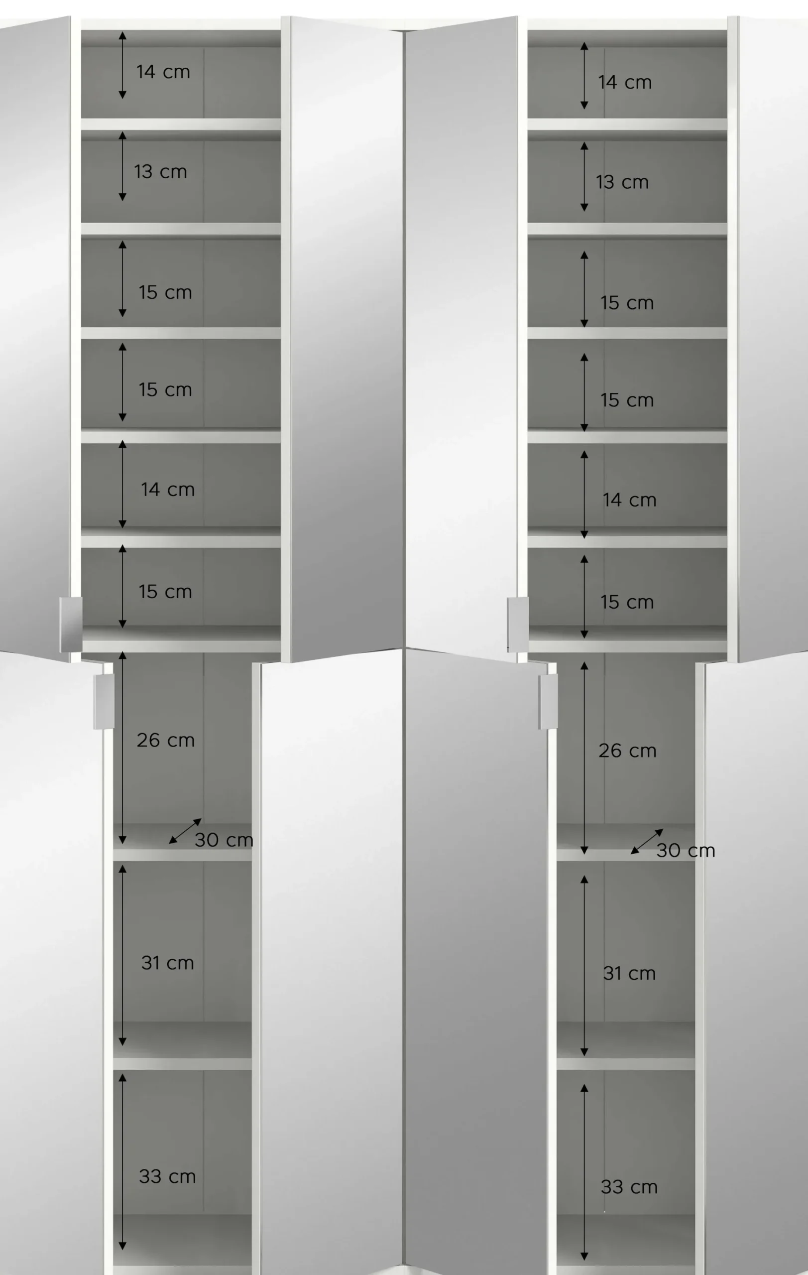 Kleiderschrank Projekt X Xonox – Weiß Laminat & Spiegeltüren – 122x193x34 cm