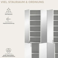 Kleiderschrank Projekt X Xonox – Weiß Laminat & Spiegeltüren – 122x193x34 cm