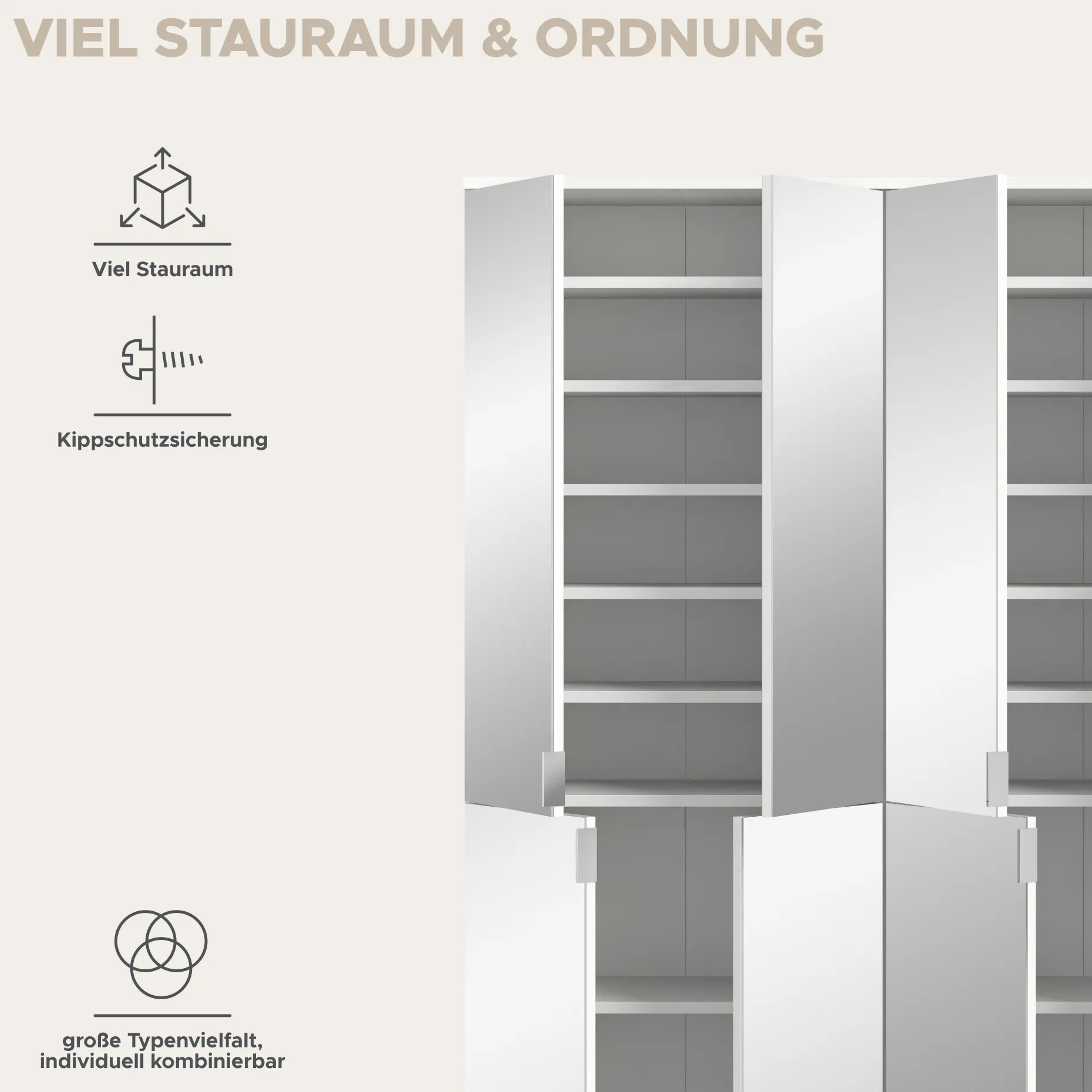 Kleiderschrank Projekt X Xonox – Weiß Laminat & Spiegeltüren – 122x193x34 cm