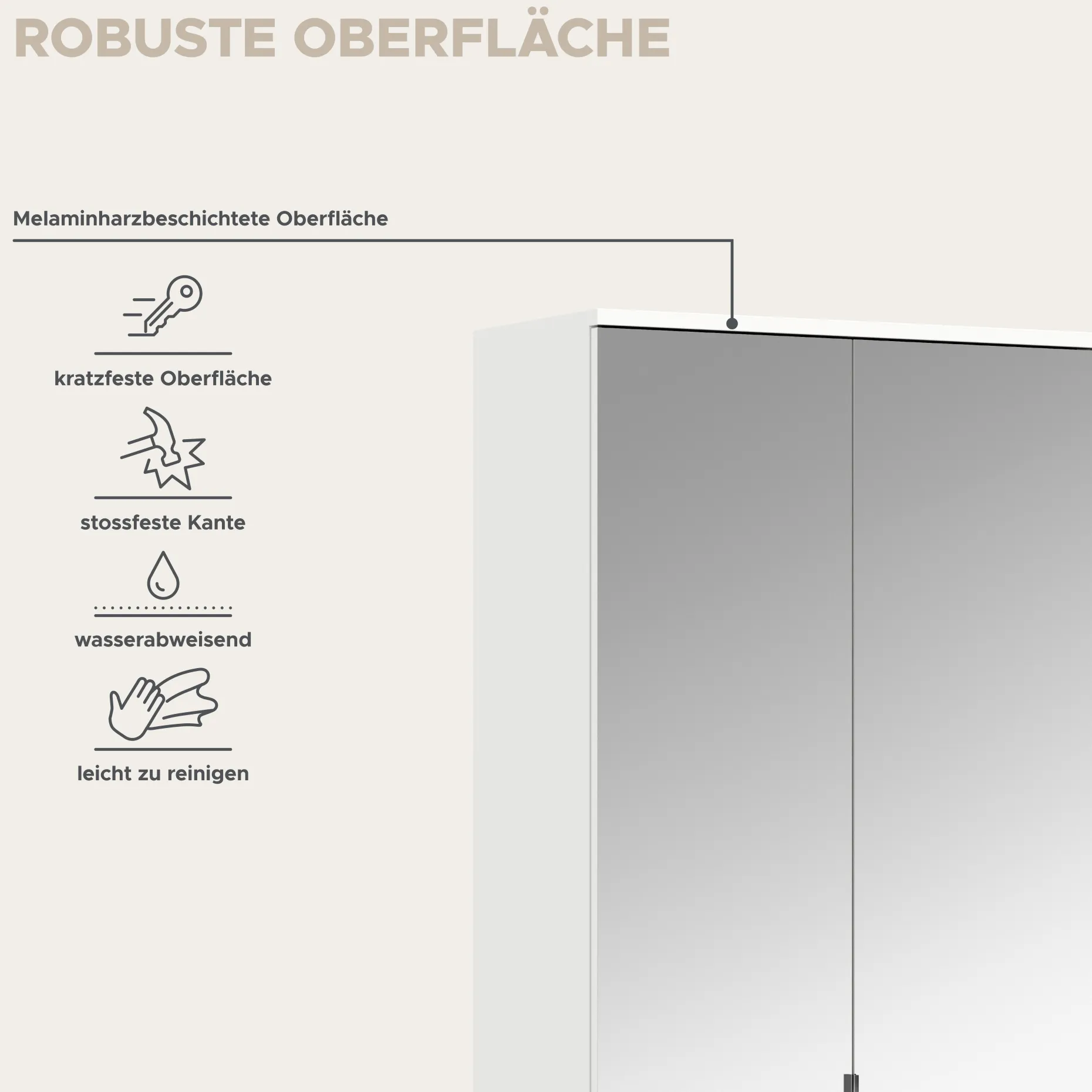 Kleiderschrank Projekt X Xonox – Weiß Laminat & Spiegeltüren – 122x193x34 cm