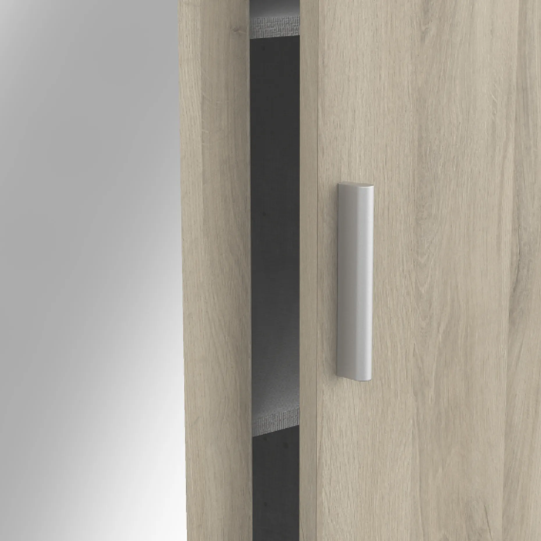 Kleiderschrank Prya 3 Drehtüren, 4 Einlegeböden und 1 Kleiderstange-Kronberg Eiche Dekor