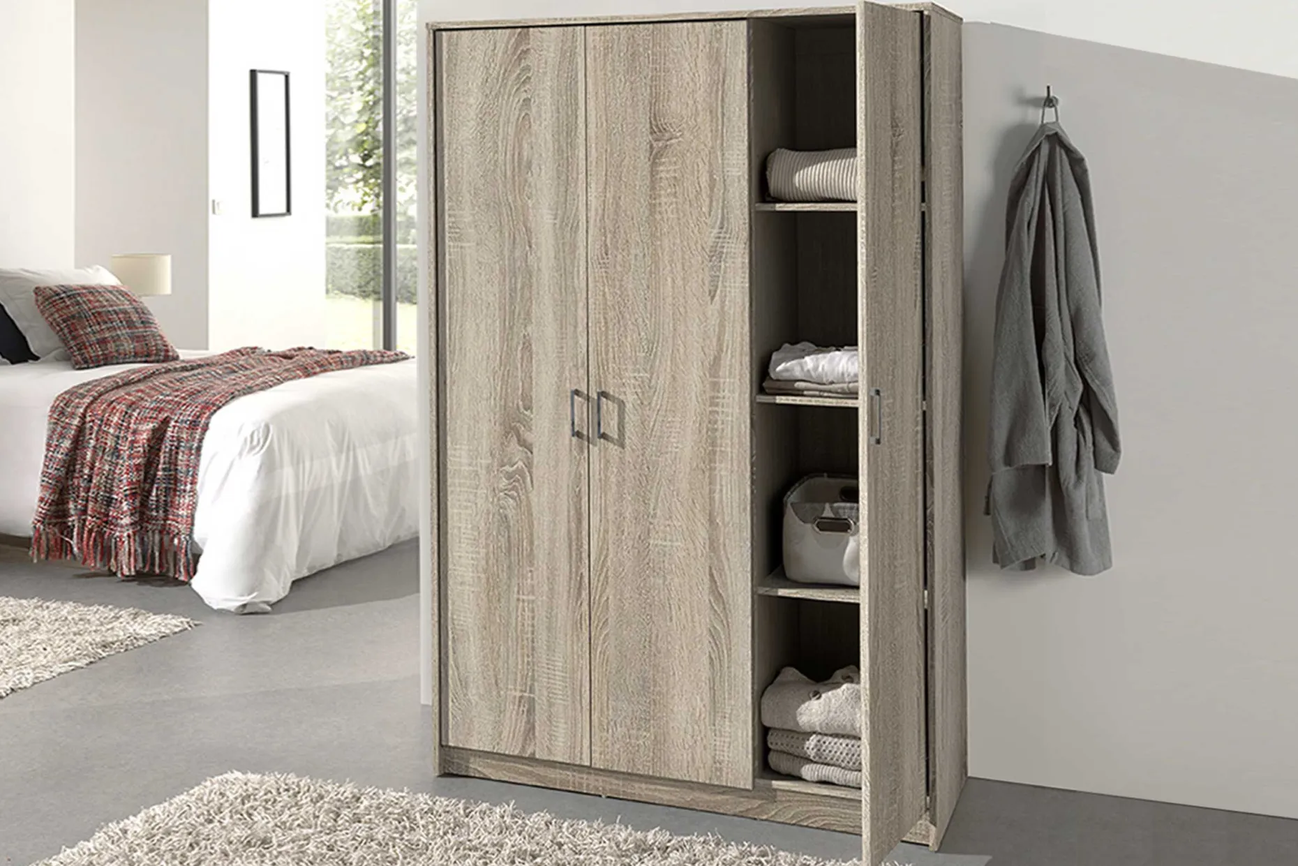 Kleiderschrank Ray 120cm mit 3 Türen - Sonoma Eiche