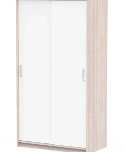 Kleiderschrank Rollo - 102x55x192cm - 2 Türen - weiß/Eiche Dekor