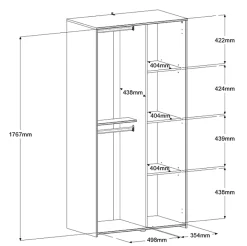 Kleiderschrank Rue mit 2 Türen - weiß/grau oder weiß/rosa