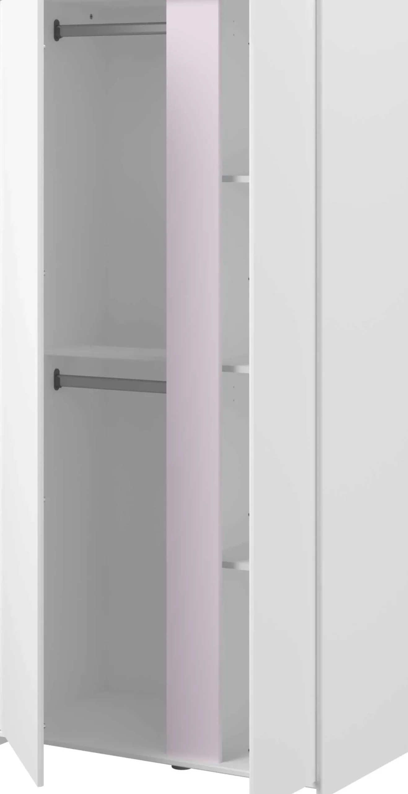 Kleiderschrank Rue mit 2 Türen - weiß/grau oder weiß/rosa