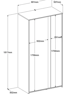 Kleiderschrank Rue mit 2 Türen - weiß/grau oder weiß/rosa