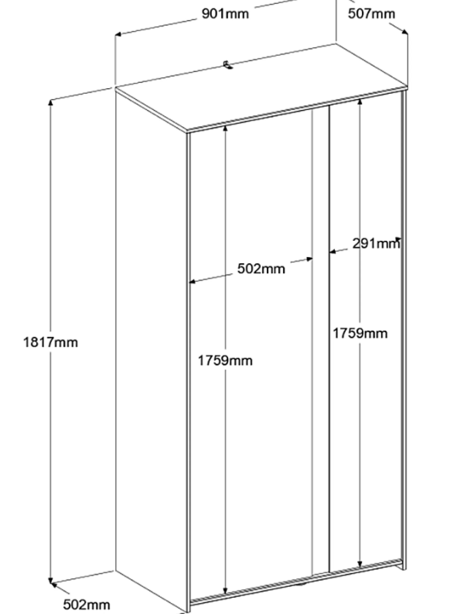 Kleiderschrank Rue mit 2 Türen - weiß/grau oder weiß/rosa
