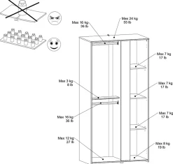 Kleiderschrank Rue mit 2 Türen - weiß/grau oder weiß/rosa