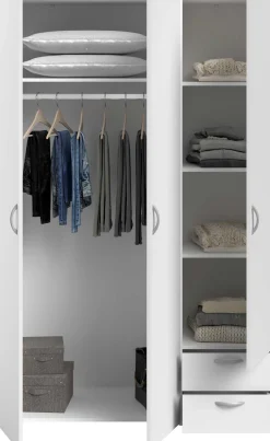 Kleiderschrank Salvador 3 Türen und 2 Schubladen - weiß