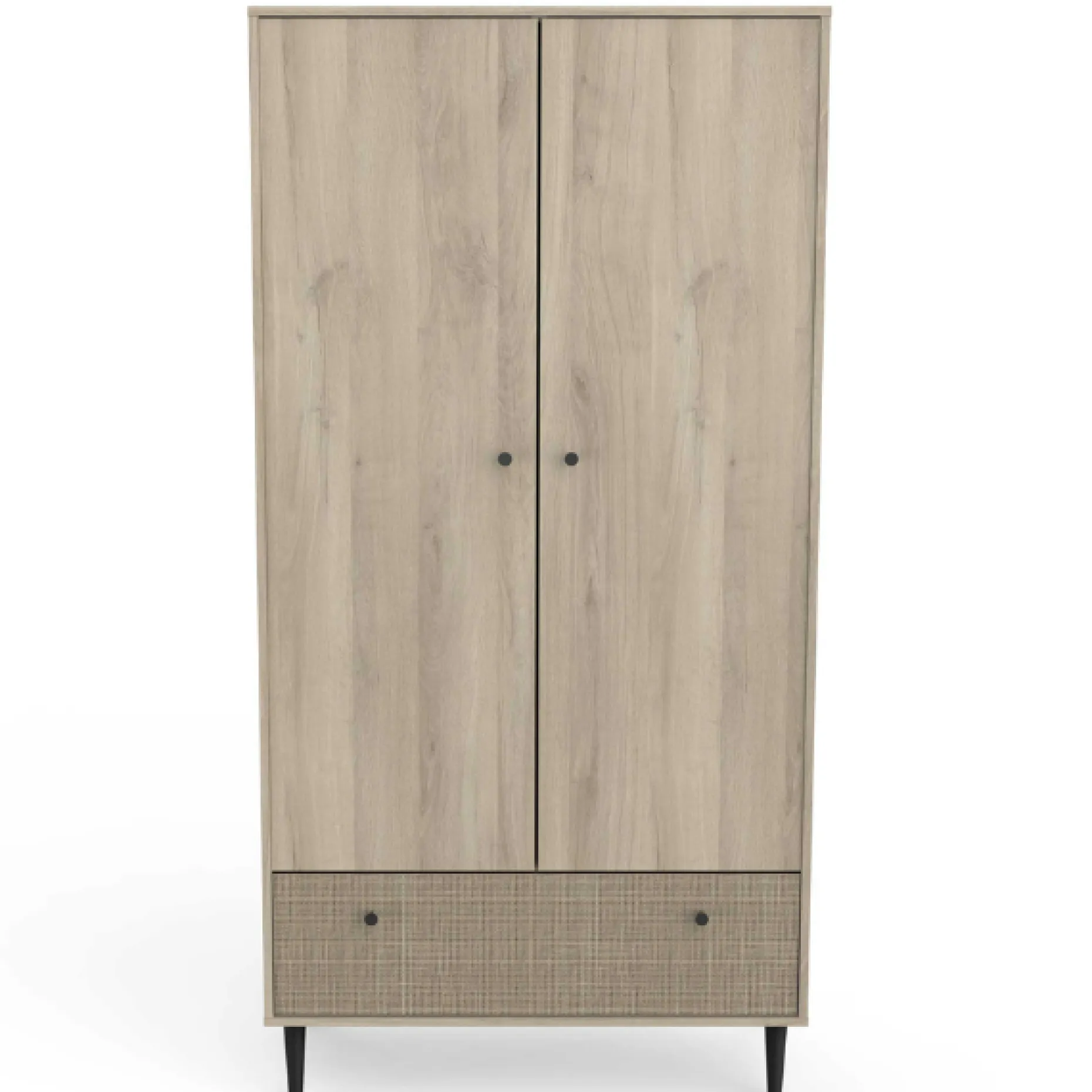 Kleiderschrank Sayuri 2 Flügeltüren, 1 Kleiderstange und 1 Schublade-Kronberger Eiche/Wickler