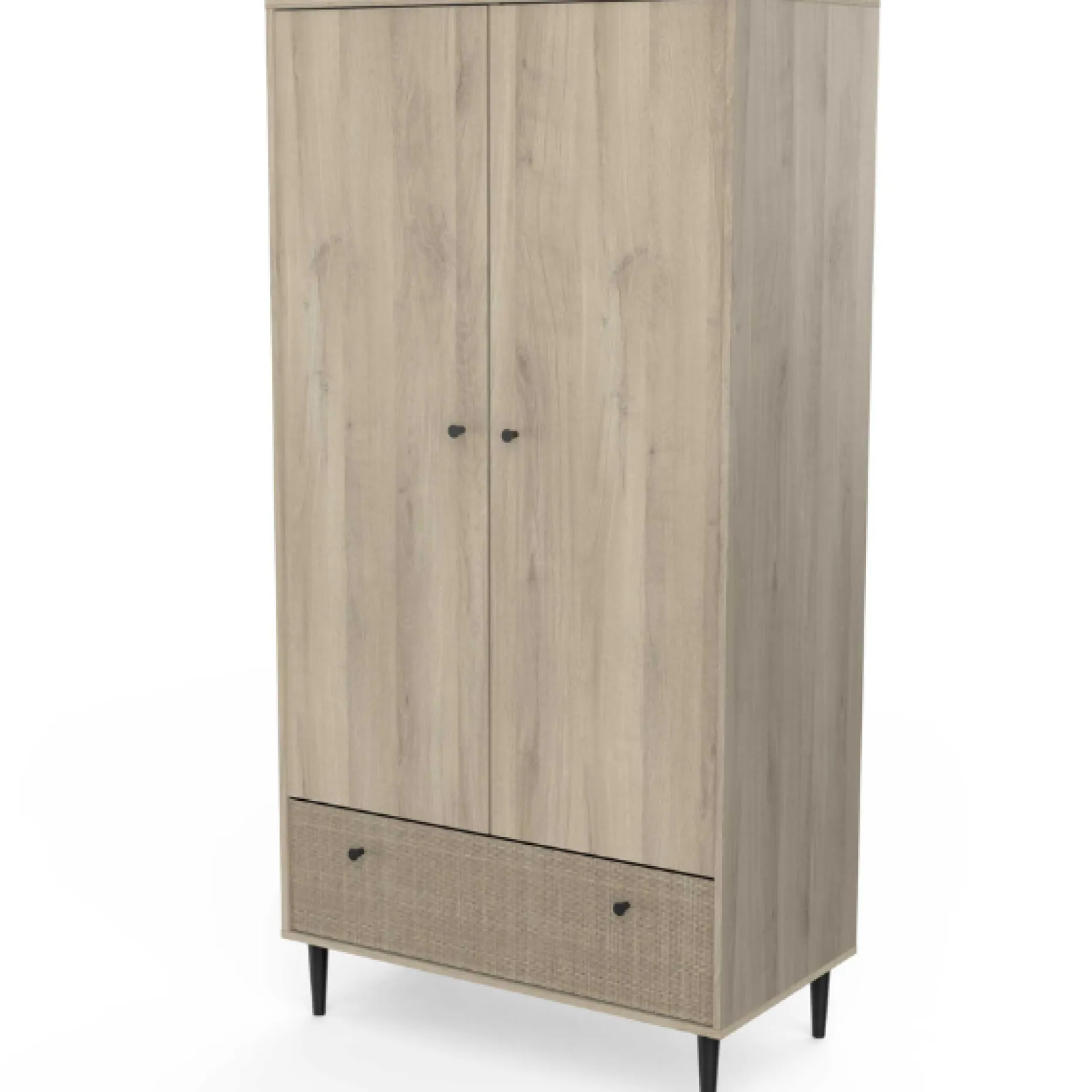 Kleiderschrank Sayuri 2 Flügeltüren, 1 Kleiderstange und 1 Schublade-Kronberger Eiche/Wickler