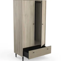 Kleiderschrank Sayuri 2 Flügeltüren, 1 Kleiderstange und 1 Schublade-Kronberger Eiche/Wickler
