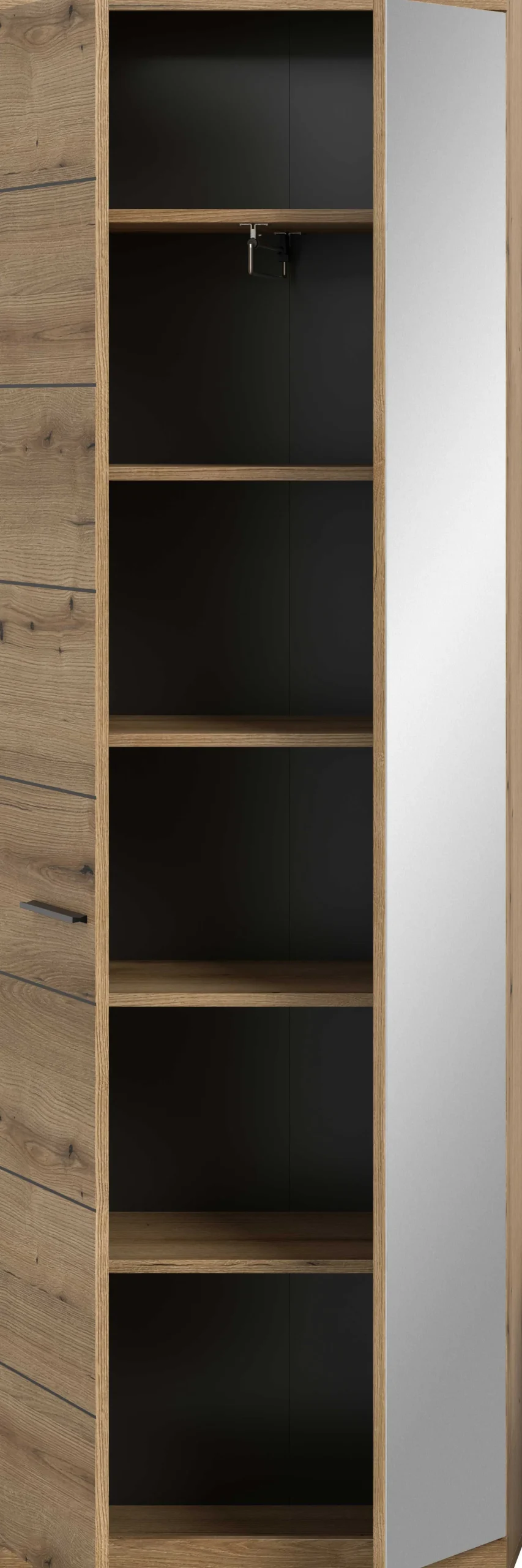 Kleiderschrank Scout Xonox - Evoke Oak, 62x197x37 cm, mit Spiegel