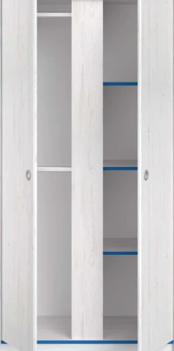 Kleiderschrank Smoozy 90cm 2 Türen - weiß/rosa oder weiß/blau