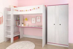 Kleiderschrank Smoozy 90cm 2 Türen - weiß/rosa oder weiß/blau