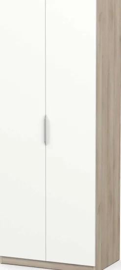Kleiderschrank Spectre 80cm - matt weiß/Eiche