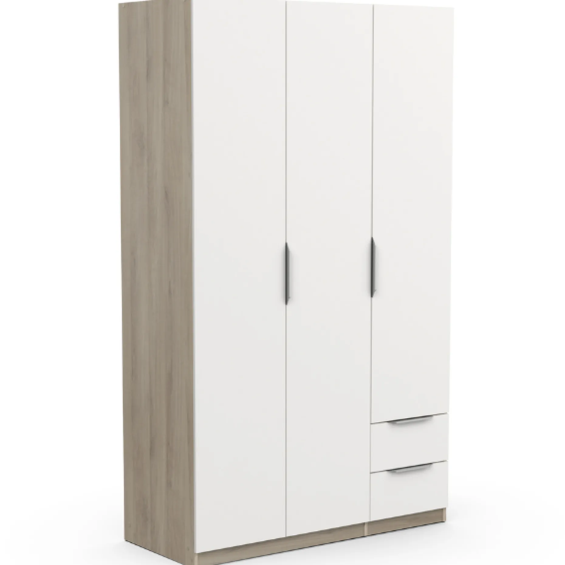 Kleiderschrank Spectre 120cm - matt weiß/Eiche
