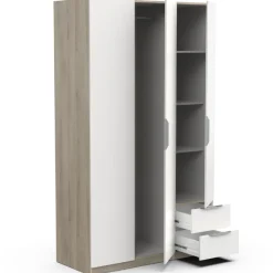 Kleiderschrank Spectre 120cm - matt weiß/Eiche